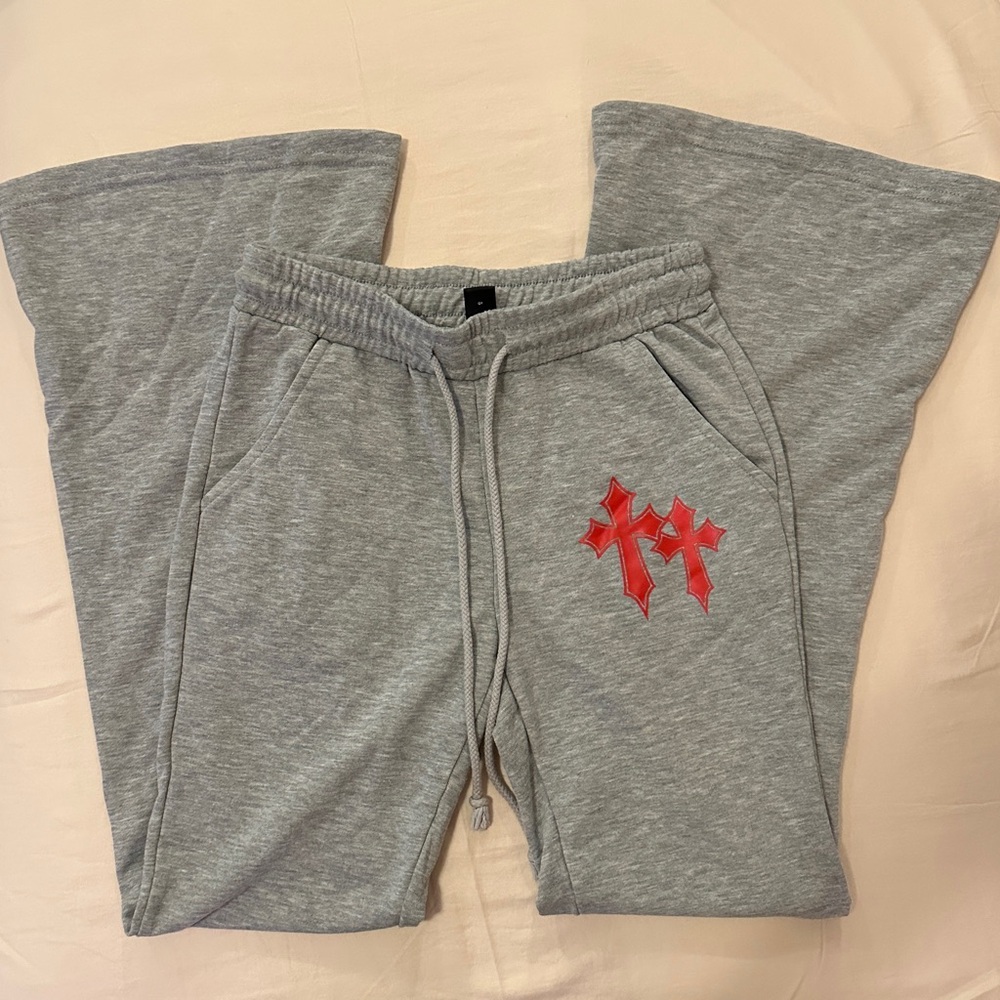SHEIN Gray and Red Joggers with Relaxed Fit